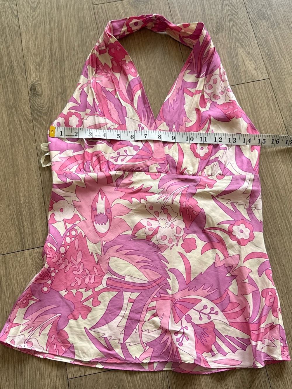 Express 100% silk Pink Floral Halter Tank Top